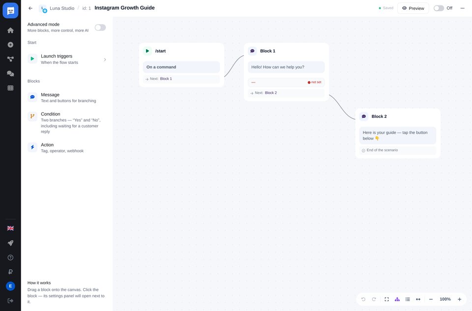 Chatbot-Ablaufeditor
