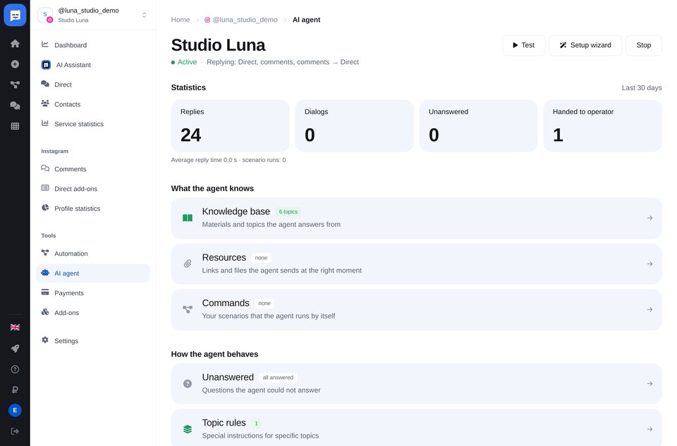 Assistant de configuration de l’agent IA : ajouter un site, importer un fichier ou donner ses propres explications