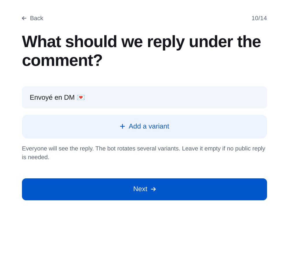 Réponse au commentaire — écran de configuration dans ETOCHATBOT