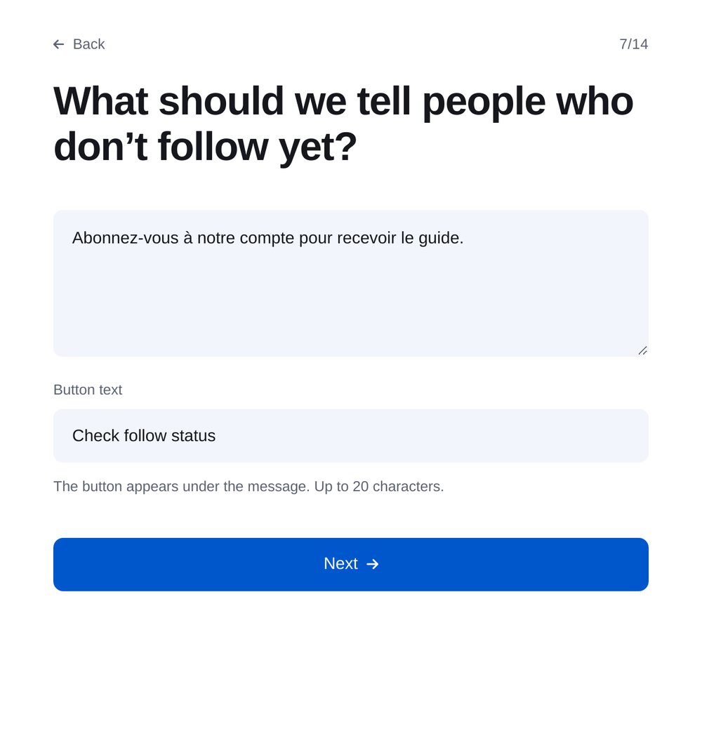 Rédiger la demande et le bouton — écran de configuration dans ETOCHATBOT