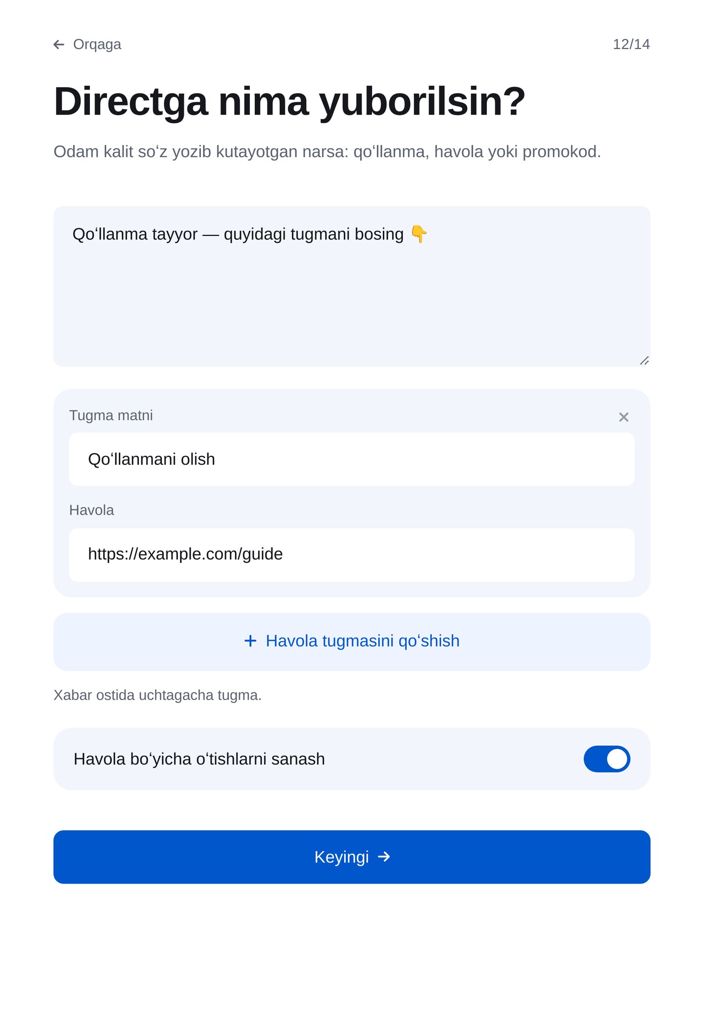 ETOCHATBOT yordamchisi — Directga xabar va «Qoʻllanmani olish» tugmasi
