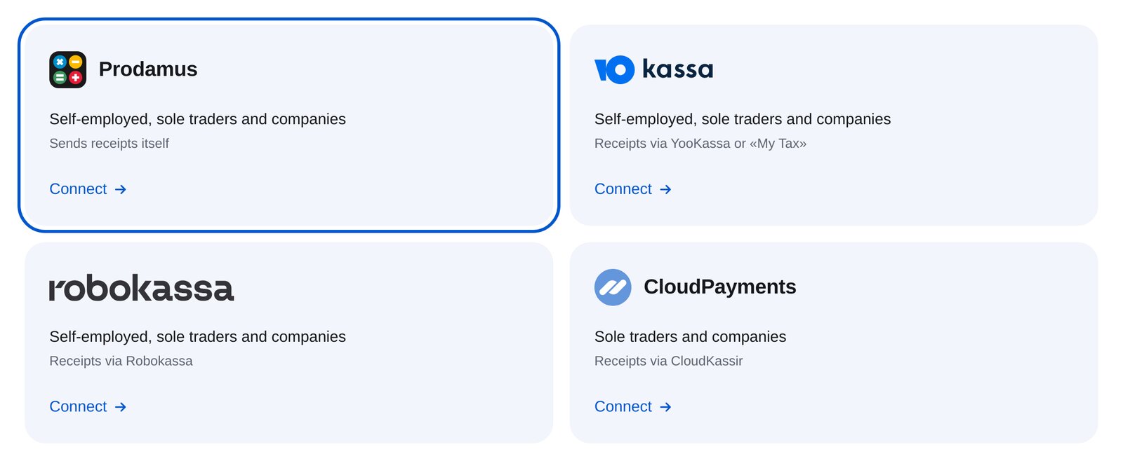 ETOCHATBOT ödeme sistemleri arasında Prodamus kartı