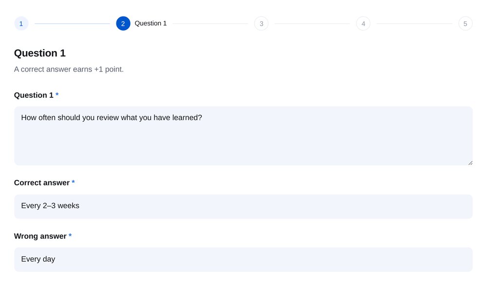 Questions with buttons setup screen in ETOCHATBOT