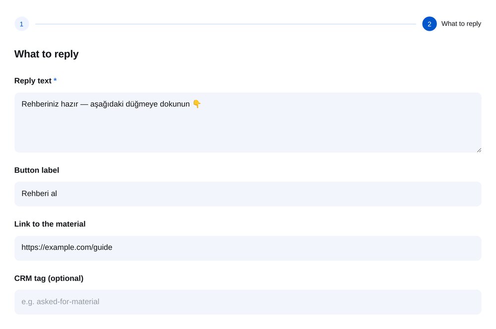 Metin ve düğme — ETOCHATBOT ayar ekranı